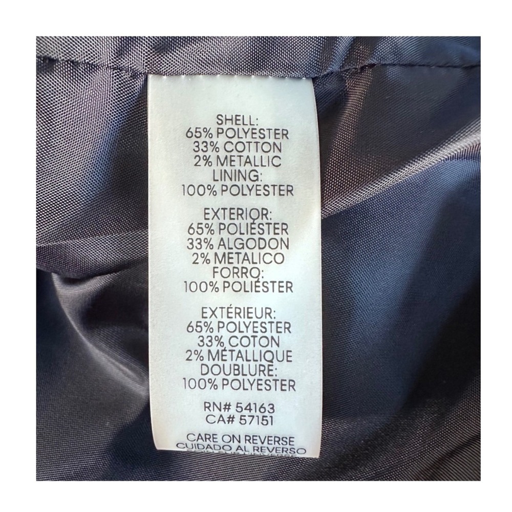 Calvin Klein Blazer Jacket Coat Black White Tweed Fringe Open Front Size 12 - Picture 7 of 9